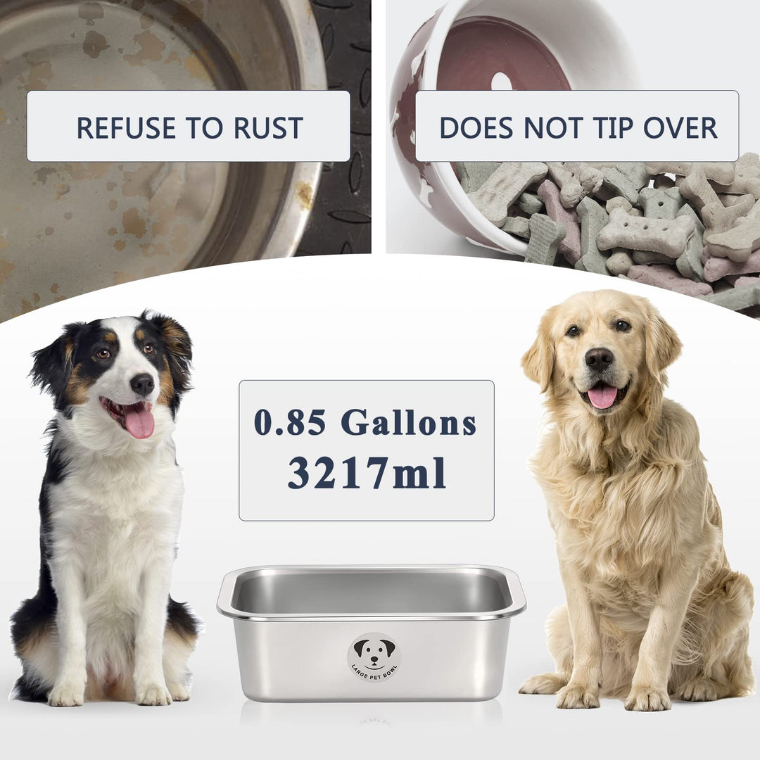Stainless Steel Dog Bowls for Large Dogs, High Capacity Metal Dog Food Bowls, Desirable Food and Water Bowls for Large, X-Large, and Huge Dog 0.85 Gallons