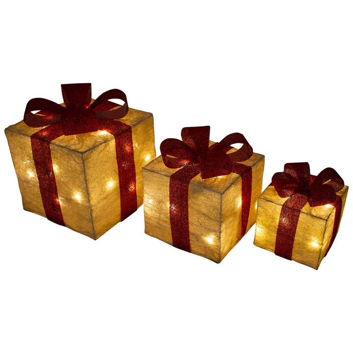 Set of 3 Pre-Lit LED Christmas Gift Decorations