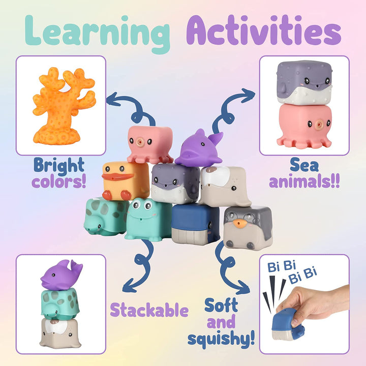 Cute Animal Baby Montessori, Sensory Stacking Teether Toys