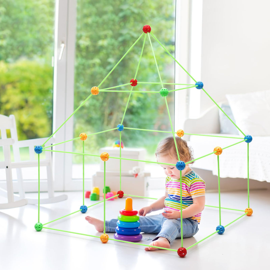 Kids Fort Building Kits, 175 Piece Construction Toys for Kids 5+, Den Building Kit DIY Play Tent Indoor & Outdoor, Build your Own Den, STEM Building Toys, Creative Fort, Secret Base, Play House Toy