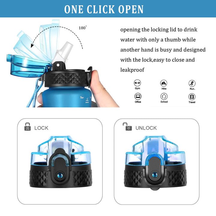 GOPPUS 350ml/12oz Kids Water Bottles With Straw Toddler Drinks Bottle for School Leakproof Children's Bottle with Time Marking Small Bottle BPA free Tritan Sport Bottle Juice Bottles for Girls Boys