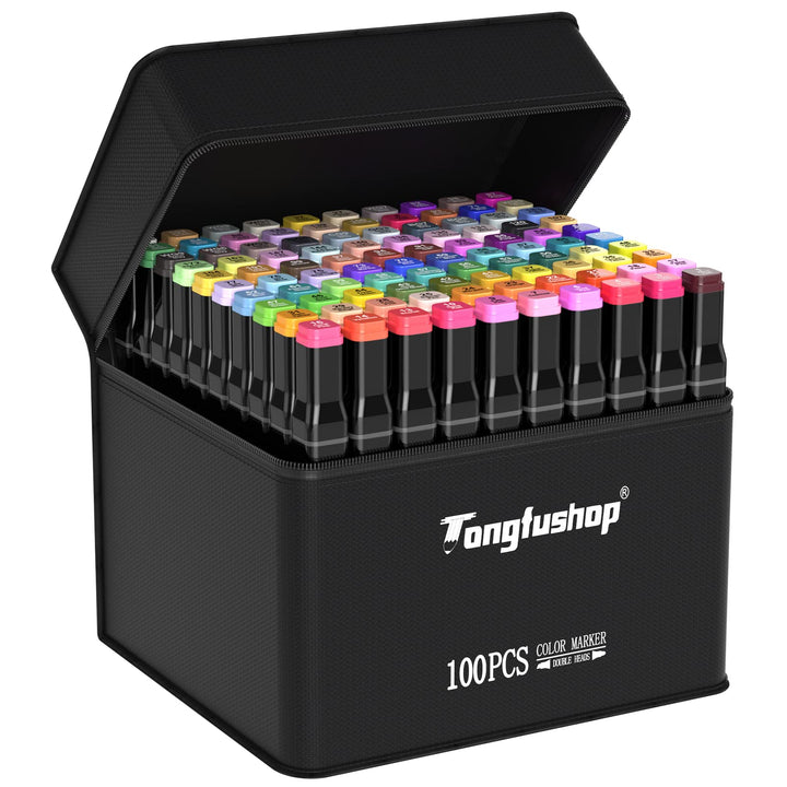 80-Color Double Tip Marker Set with Carrying Case for Artists
