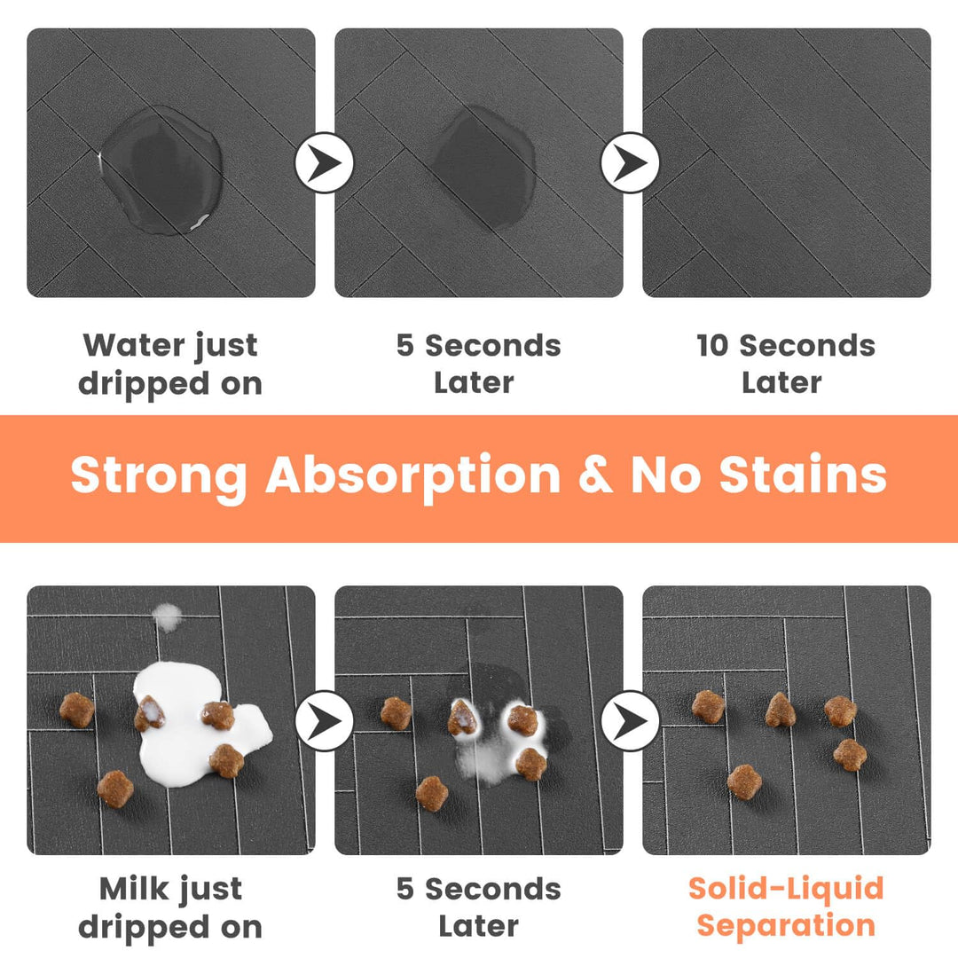 Pet Feeding Mat-Absorbent Pet Placemat for Food and Water Bowl, with Waterproof Rubber Backing, Quick Dry Water Dispenser Mat for Dog and Cat,17"x27"