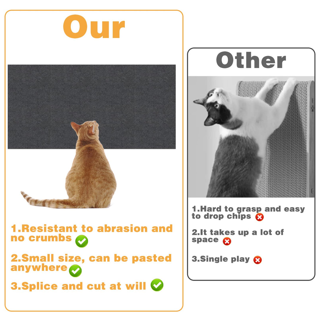 3Pcs Cat Scratcher, Cat Toys Multifunctional and Trimmable Cat Scratchers for Indoor Cats Pastable Wall Scratching Post, Cat Scratching Board Protect Sofa Cat Scratch Furniture Protector(Dark Gray)