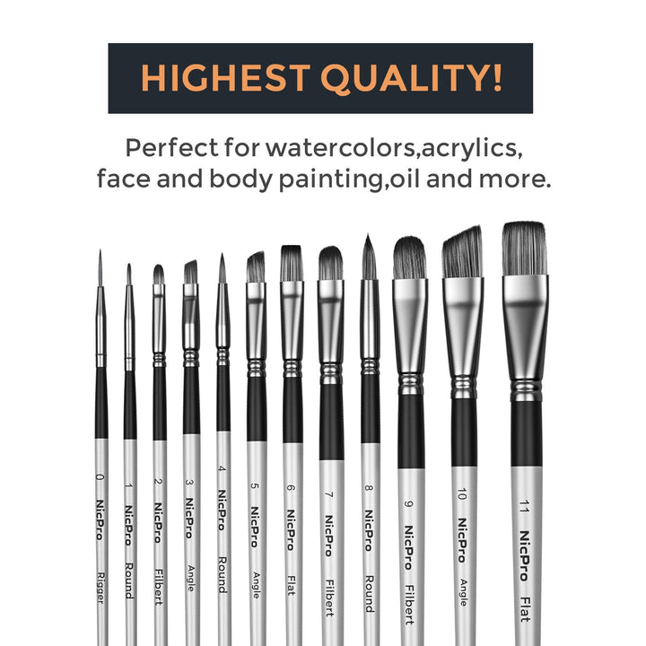 2 PCS Taklon Acrylic Paint Brushes Set for Watercolor,