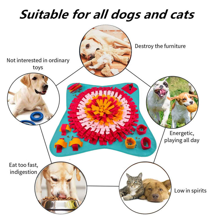Emwel Dog Snuffle Mat - Washable Pet Feeding Nosework Treats Mat Puzzle Training Toy for Dogs Large Medium Puppies