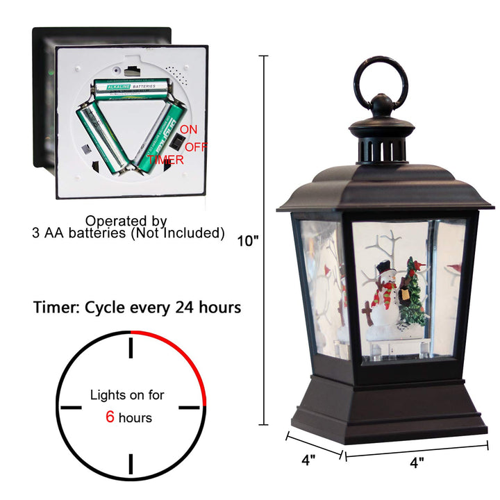 Lighted Snowman Christmas Lantern with Timer