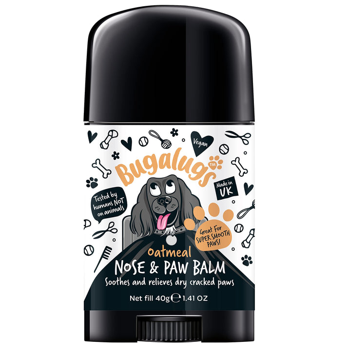 BUGALUGS Dog nose balm, Natural lick safe Paw balm for dogs contains Colloidal Oatmeal, Dog paw cream Vegan formula nose balm for dogs reduces skin irritation and redness. (40g Stick)