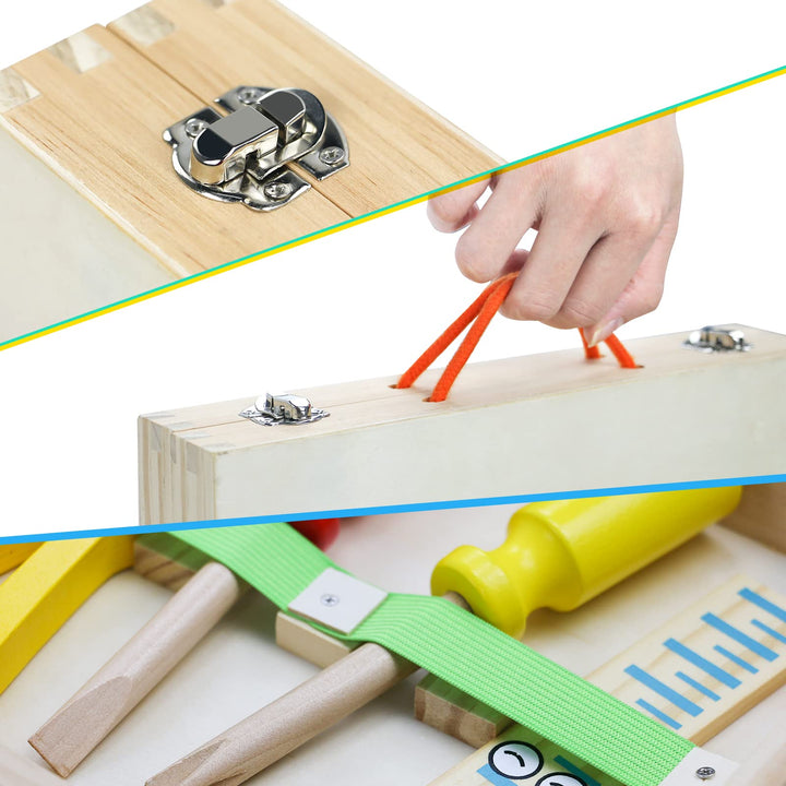 hifunti Kids Tool Set Wooden Toys for 2 3 4 5 Year Olds Girls Boys Role Play Montessori Educational Construction Toys Toddler Toys Birthday for Girls Boys Kids 3 4 5 Year Olds