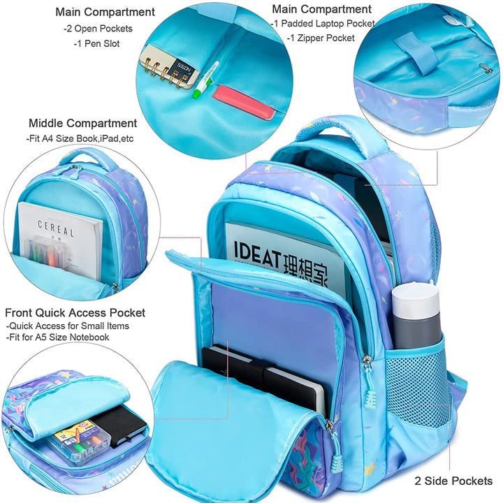 Unicorn School Backpack Set for Girls