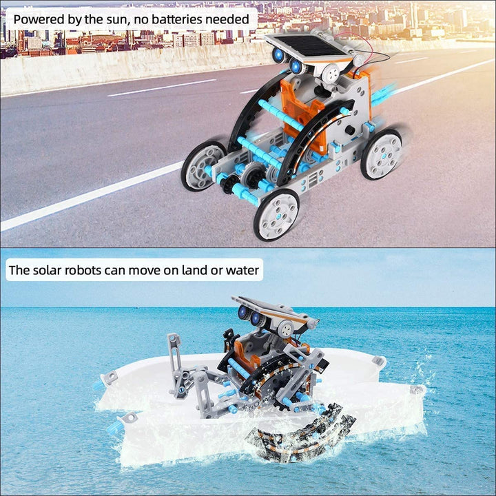 ACELIFE STEM Solar Robot Toy 12-in-1 Educational Science Kit DIY Building Toy Construction Engineering Set for Kids Age 8-12 Boys & Girls Birthday, Solar Powered Toy-Grey