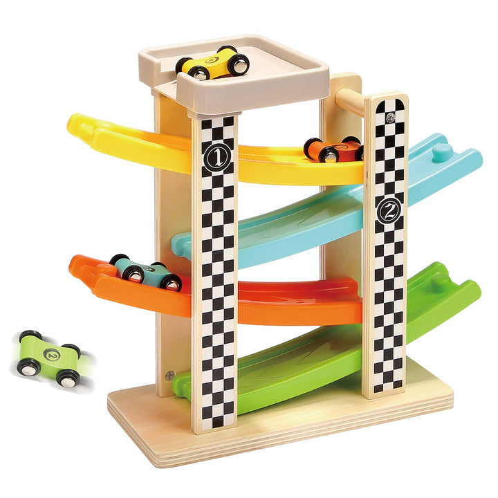 TOP BRIGHT Wooden Car Ramp Toys for 1 2 Year Old Boy Gifts