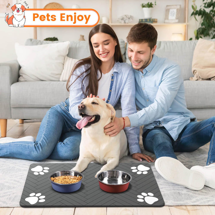 Pet Feeding Mat-Absorbent Pet Placemat for Food and Water Bowl, with Waterproof Rubber Backing, Quick Dry Water Dispenser Mat for Dog and Cat,17"x27"