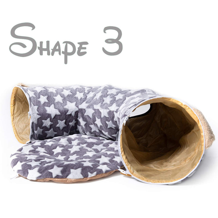 Large Cat Dog Tunnel Bed with Washable Cushion Big Tube Toys Plush Small Medium 6 FT Diameter Longer Crinkle Collapsible 3 Way