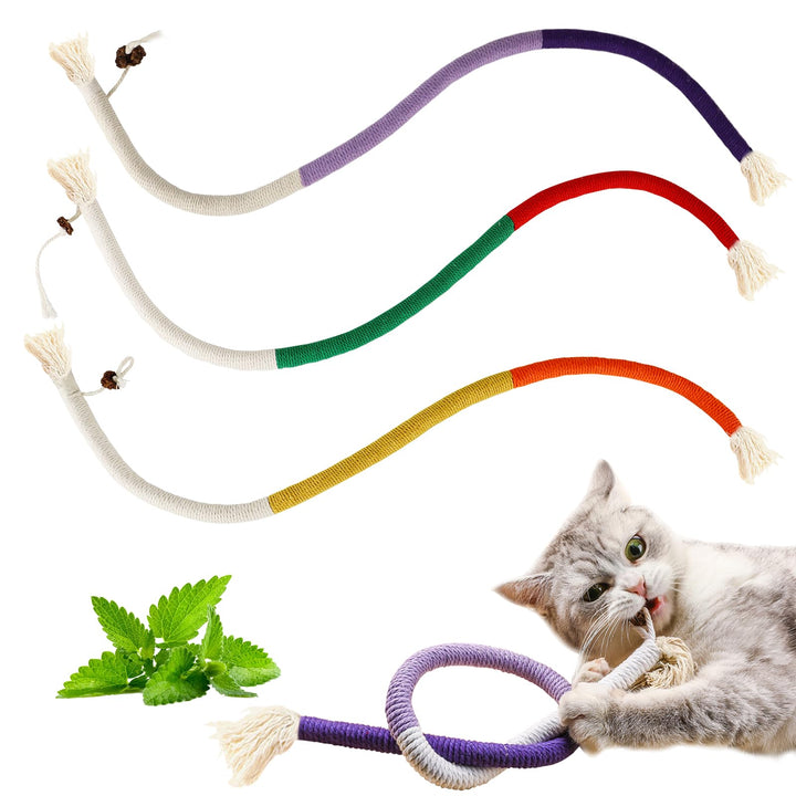 YUDANSI Catnip Toys for Indoor Cats, Snaky Rope Toys with Gall Fruit for Cat Playing Chewing Teeth-Cleaning
