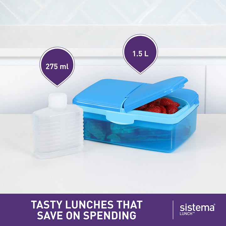 Blue Airtight Lunch Box with Kids Bottle