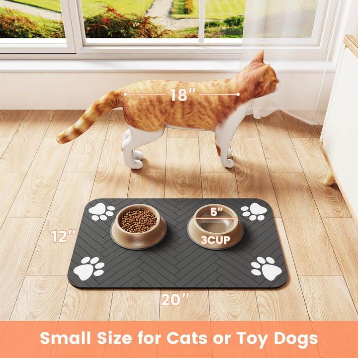 Pet Feeding Mat-Absorbent Pet Placemat for Food and Water Bowl, with Waterproof Rubber Backing, Quick Dry Water Dispenser Mat for Dog and Cat,17"x27"