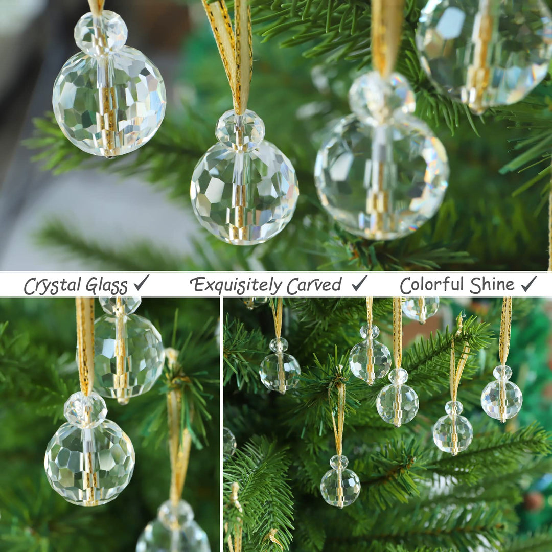 12 Mini Clear Crystal Christmas Ornaments