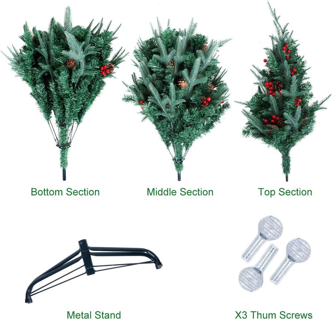 7FT PVC Christmas Tree with Pine Cones