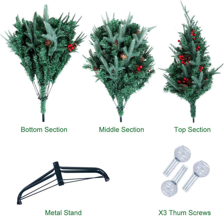 7FT PVC Christmas Tree with Pine Cones