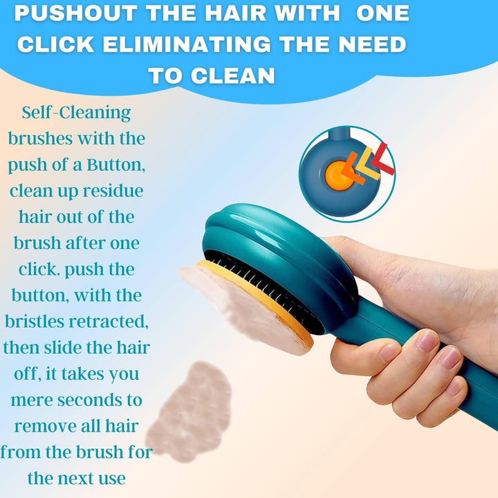 Cat Brush Dog Brush, FurGroom Cat Comb, Cat Grooming Self Cleaning Brush for Long or Short Haired Cats