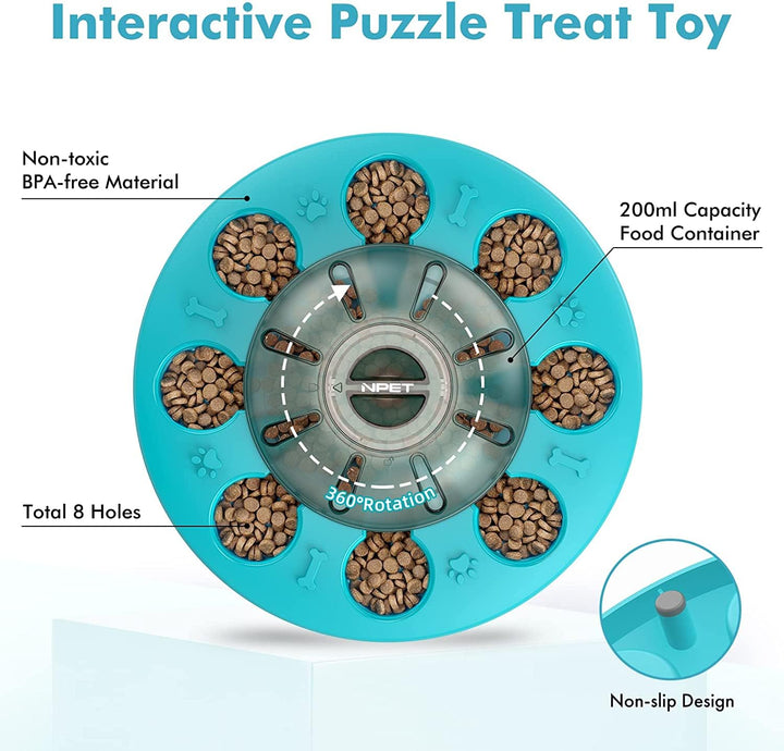 NPET Dog Treat Puzzles, Slow Feeding Bowls, Pet Treat Dispenser Interactive, Dog Puzzle Toys Feeder for Boredom, IQ Training & Mental Enrichment