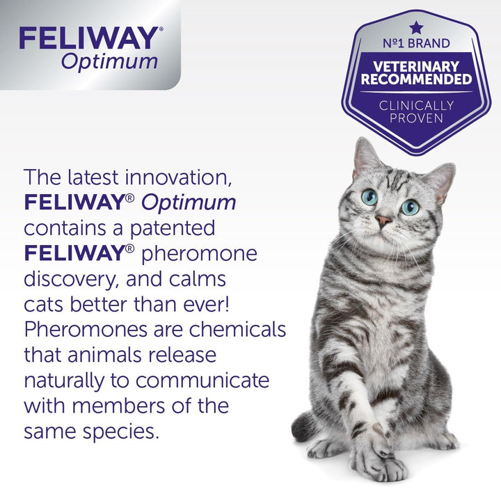 FELIWAY Optimum diffuser & 30 day refill, the best solution to ease cat anxiety, cat conflict and stress in the home