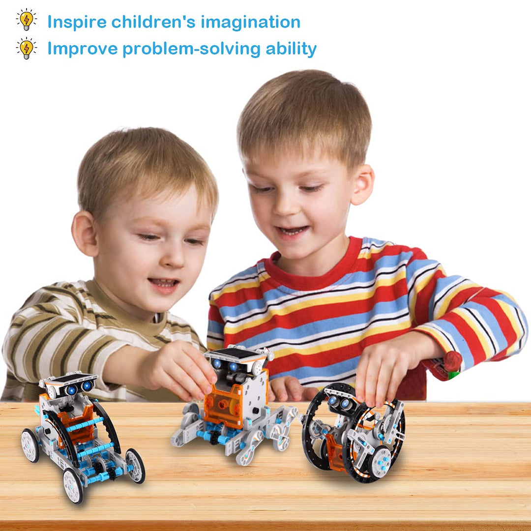 ACELIFE STEM Solar Robot Toy 12-in-1 Educational Science Kit DIY Building Toy Construction Engineering Set for Kids Age 8-12 Boys & Girls Birthday, Solar Powered Toy-Grey