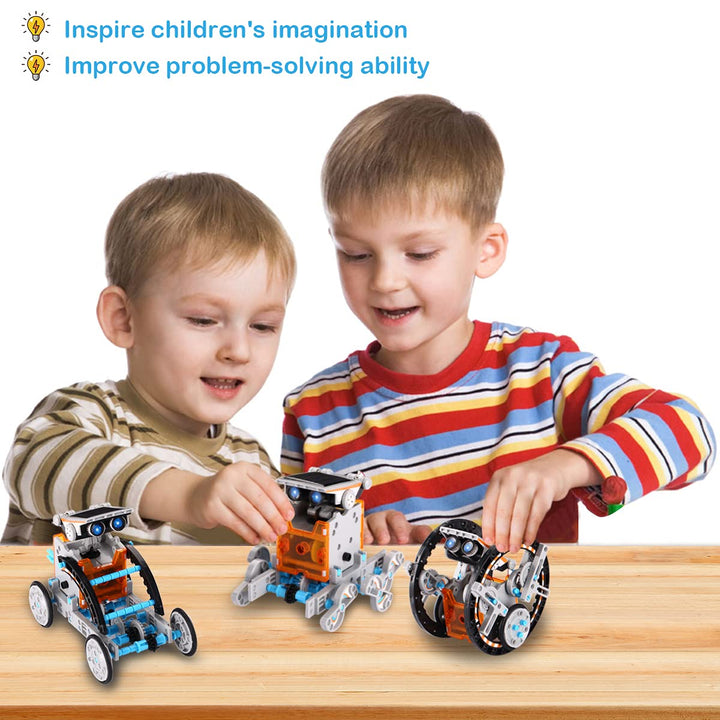 ACELIFE STEM Solar Robot Toy 12-in-1 Educational Science Kit DIY Building Toy Construction Engineering Set for Kids Age 8-12 Boys & Girls Birthday, Solar Powered Toy-Grey
