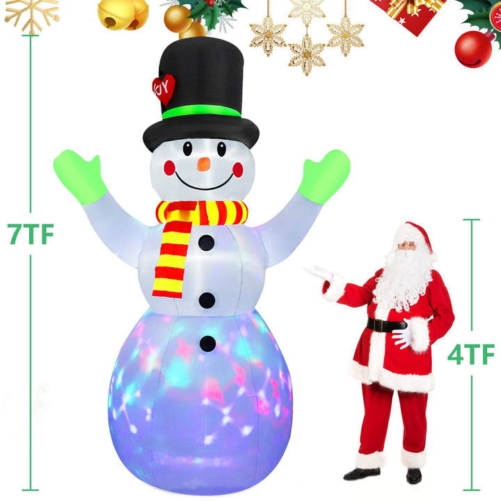 7 FT Inflatable Snowman with Rotating LED