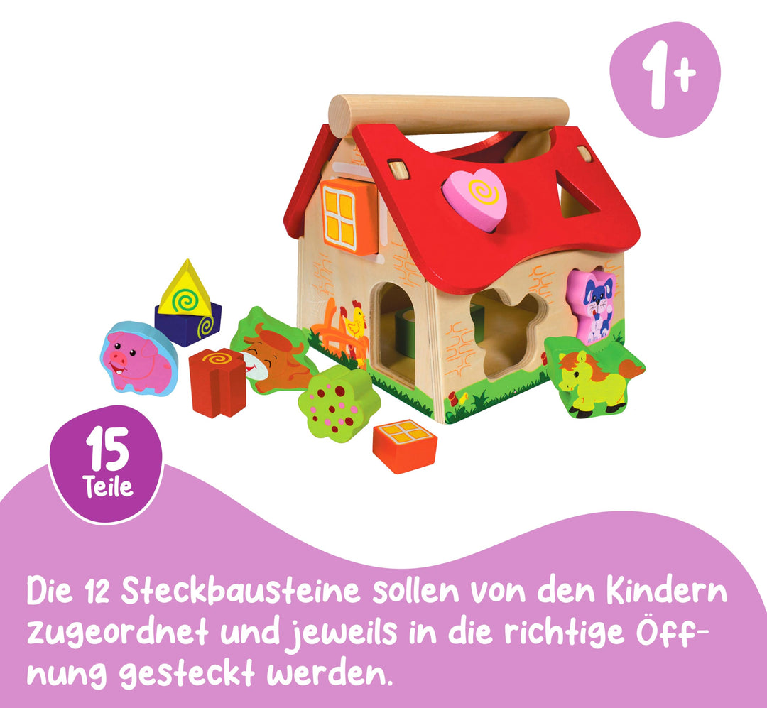 Colourful Farmhouse Wooden Baby Shape Sorter Toy