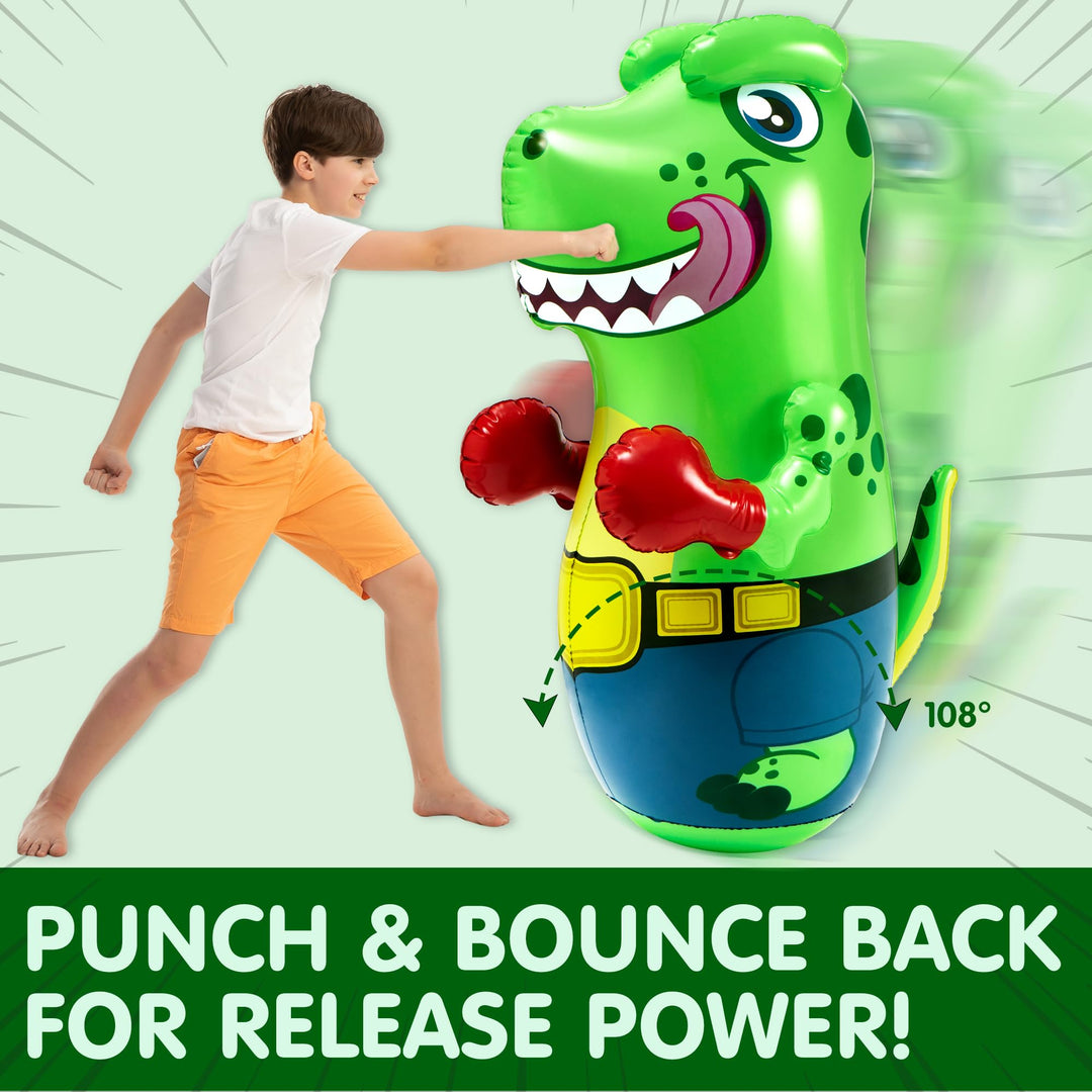 JOYIN Punching Bag for Kids,Inflatable T-Rex Dinosaur Bopper 47 Inches, Freestanding Boxing Bag