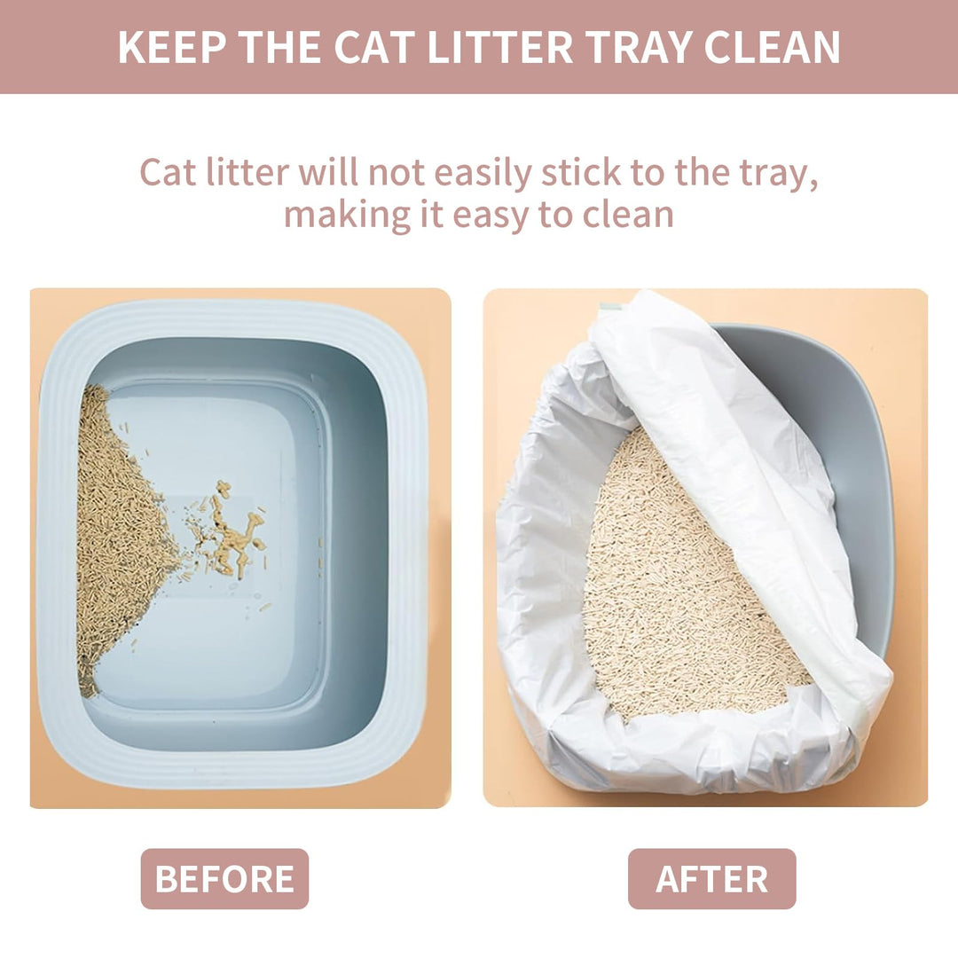 Cat Litter Tray Liners, 30Pcs Heavy Duty Liner Bags with Drawstring, Cat Litter Bags, Scratch Resistant and Leak Proof, Suitable for Medium Pet Cat Litter Liners (79x45cm)