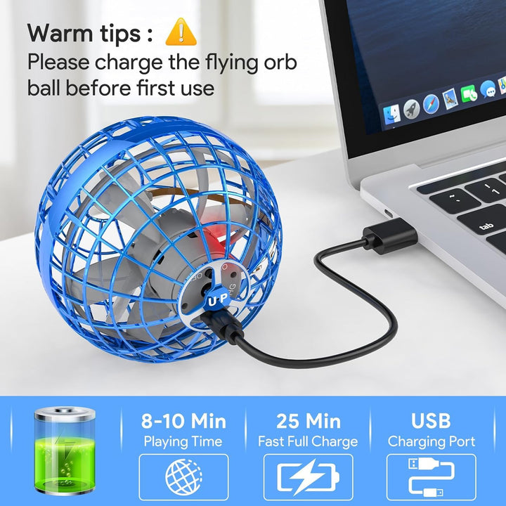 bestyks Flying Orb Ball Orb Pro Spinner Mini Drone Ball For 6 + Year Old Kids Hover Balls Boomerang Ball Fly Orbi Pro Flying Spinner Mini Hover Drone Toys - Blue