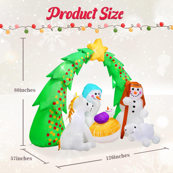 10FT Inflatable Snowman Family with LED Lights for Outdoor Decoration