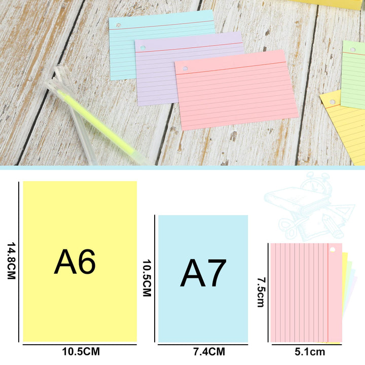 A8 Flash Cards, 500 PCS Assorted Colors on Ring
