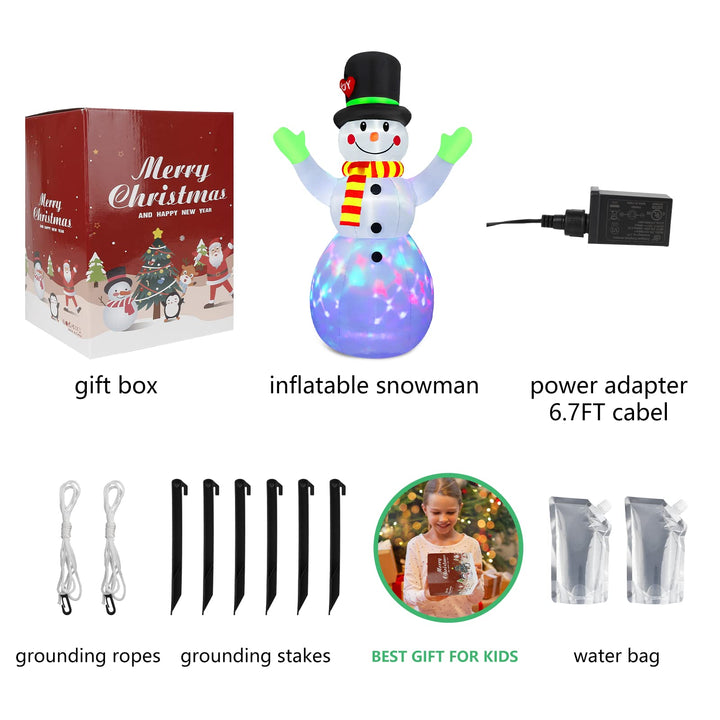 7 FT Inflatable Snowman with Rotating LED