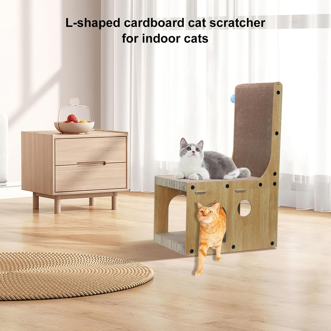 Cat Scratcher Board Cardboard House - Cat Scratchers Cat Nest Vertical L Shaped Multifunctional Cats Scratch with Catnip and 4 Balls Scratching Standing Scratching Pad for Kitty Kitten