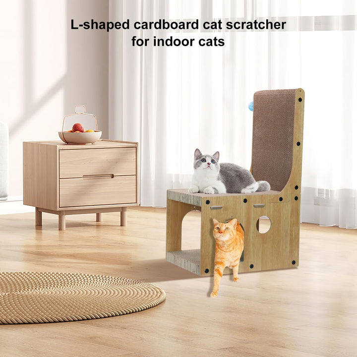 Cat Scratcher Board Cardboard House - Cat Scratchers Cat Nest Vertical L Shaped Multifunctional Cats Scratch with Catnip and 4 Balls Scratching Standing Scratching Pad for Kitty Kitten