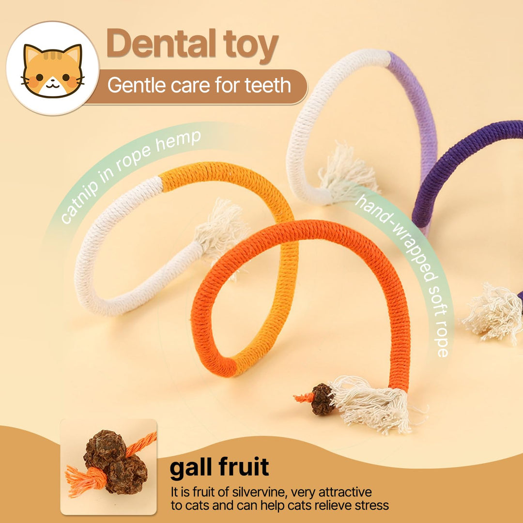 YUDANSI Catnip Toys for Indoor Cats, Snaky Rope Toys with Gall Fruit for Cat Playing Chewing Teeth-Cleaning