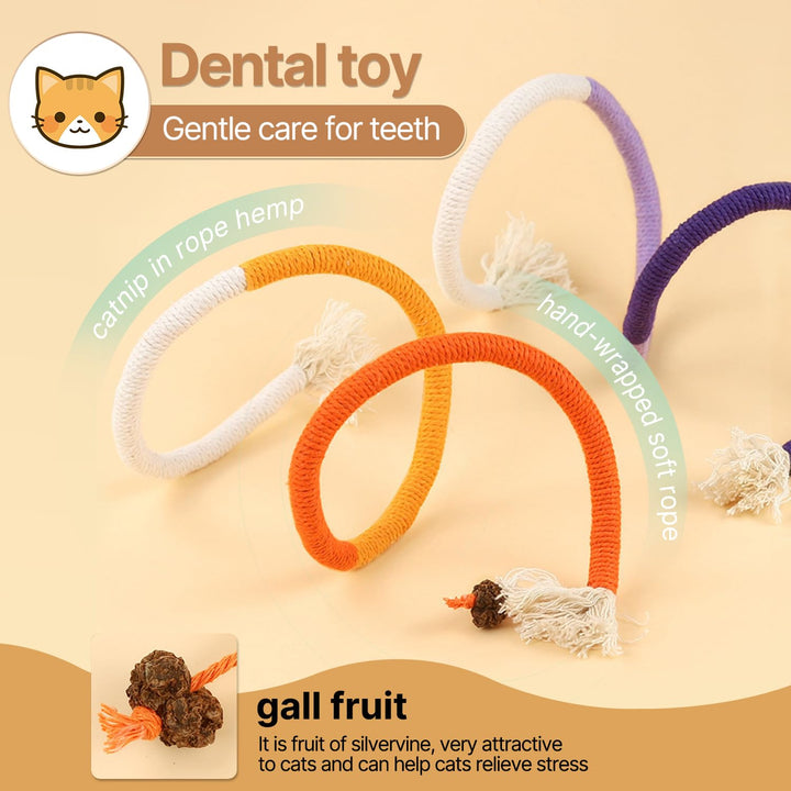 YUDANSI Catnip Toys for Indoor Cats, Snaky Rope Toys with Gall Fruit for Cat Playing Chewing Teeth-Cleaning