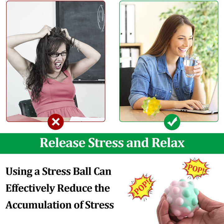 4 Pcs Pop It Ball,Stress Relief Ball Fidget Toy,Pop Fidget Ball,Silicone Colorful Stress Relief Pop Balls