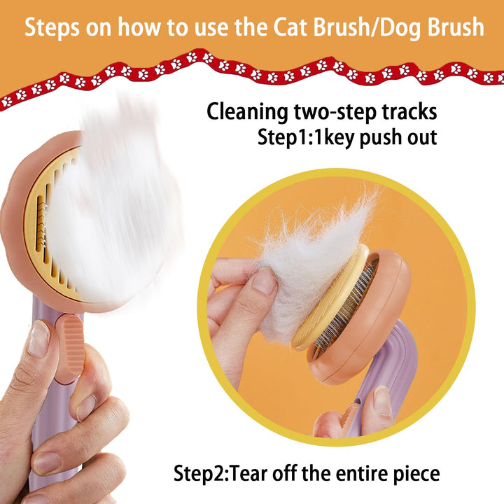 WUBAYI Dog Brush Cat Brush Grooming Brush,Self Cleaning Slicker Brush Pet Grooming Tool for Long Hair or Short Hair Cats Pet Brush Easily to Remove Loose Undercoat, Mats, Tangled Hair and Shed Fur