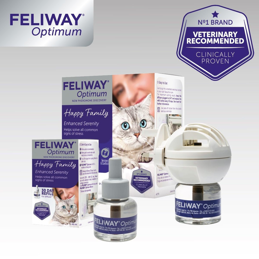 FELIWAY Optimum diffuser & 30 day refill, the best solution to ease cat anxiety, cat conflict and stress in the home