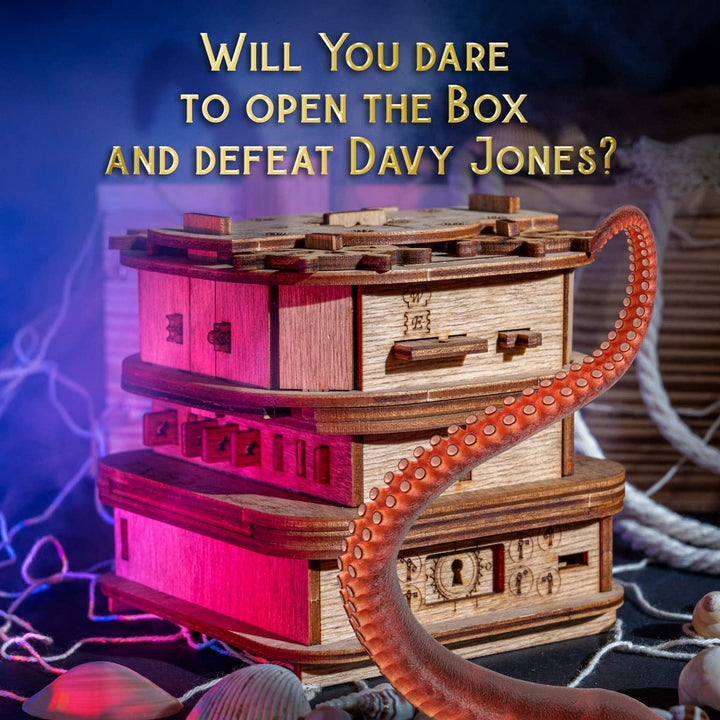 iDventure Cluebox - Davy Jones Locker - Escape Room game - Puzzle box - gift box - 3D wooden puzzle - wooden jigsaw - 3D puzzles for adults - brain teaser - birthday gift gadget for men - money box