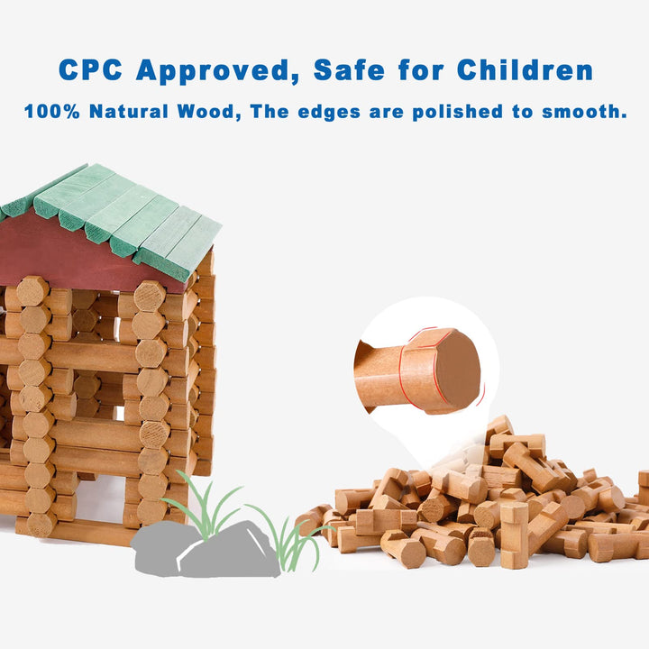 OUJILA 90 PCS Wood Logs Set for Ages 3+,Creative Construction Engineering Preschool Toys for Kids