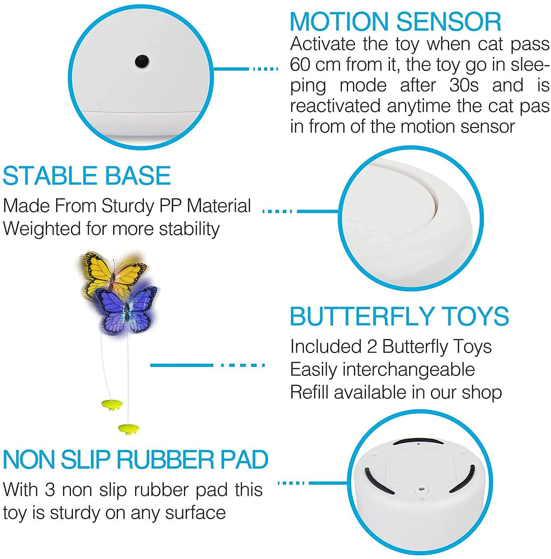 ALL FOR PAWS Interactive Motion Activated Cat Butterfly Toy, Flutter Bug Cat Toy, Indoor Interactive Play Teaser Cat Toy
