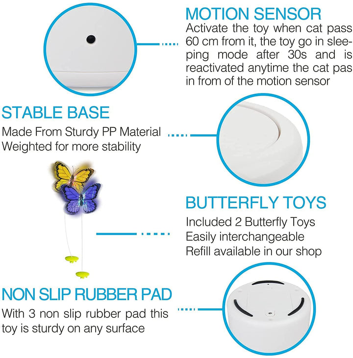 ALL FOR PAWS Interactive Motion Activated Cat Butterfly Toy, Flutter Bug Cat Toy, Indoor Interactive Play Teaser Cat Toy