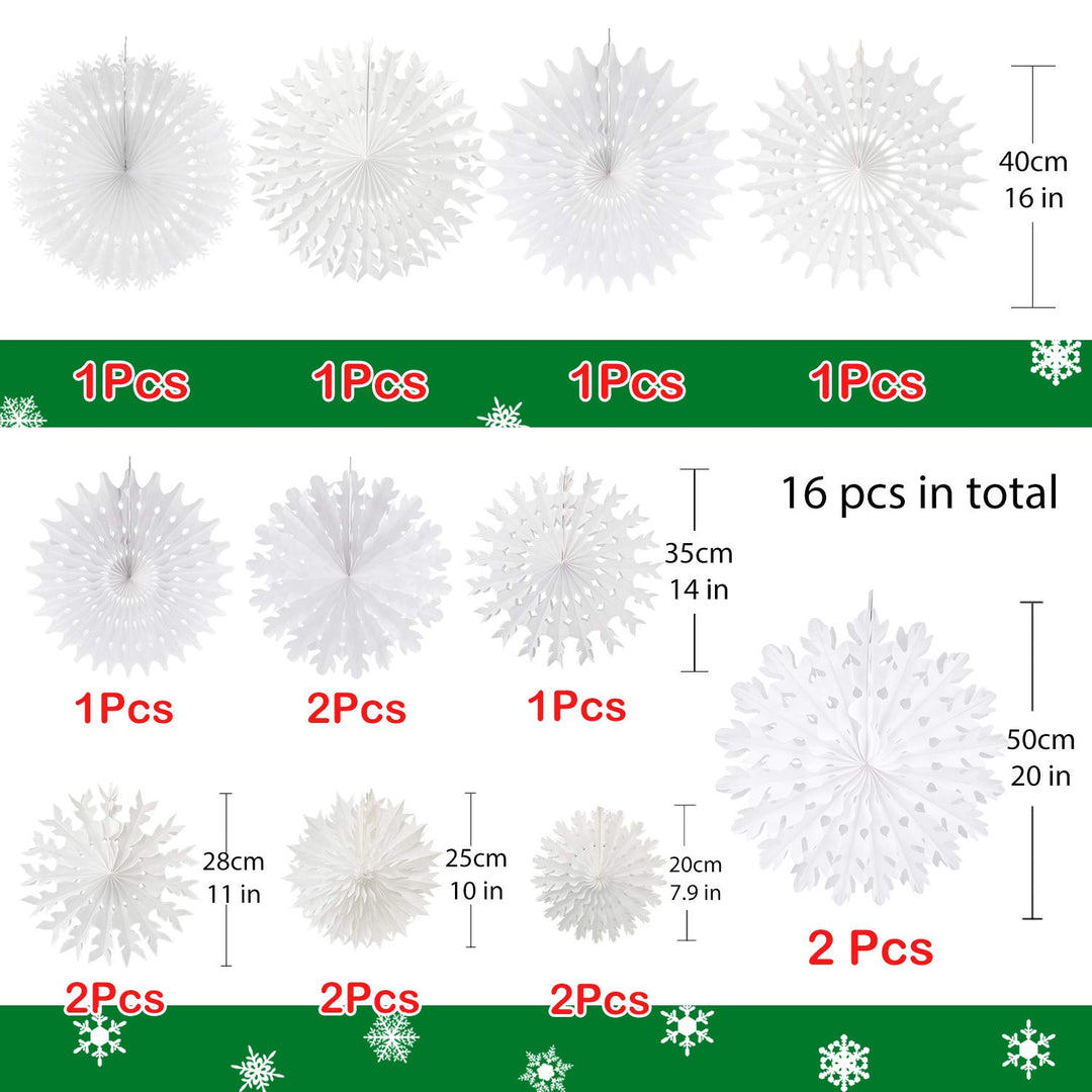 16 Pcs Winter Snowflake Hanging Decorations