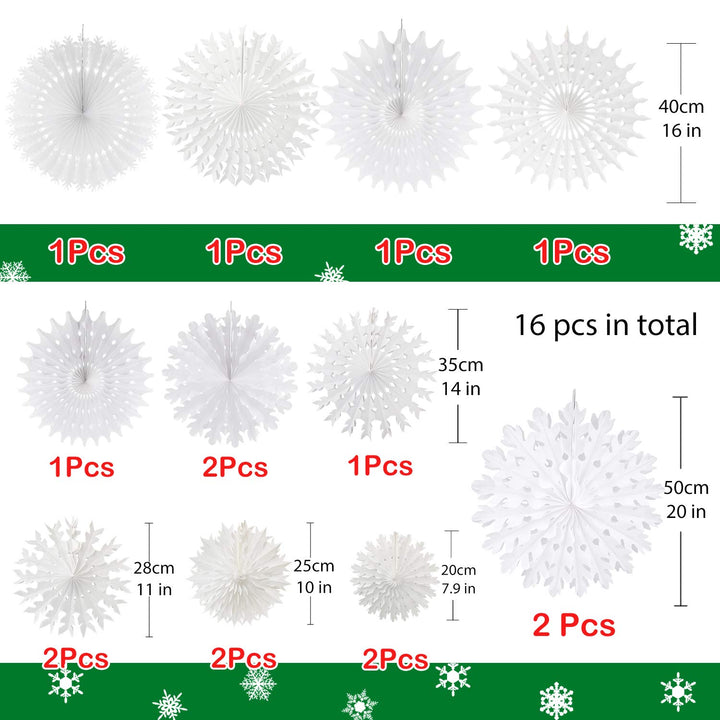 16 Pcs Winter Snowflake Hanging Decorations